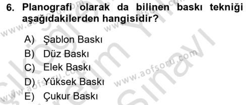 Dijital Grafik Üretim Ve Çoğaltım Teknikleri Dersi 2023 - 2024 Yılı (Vize) Ara Sınavı 6. Soru