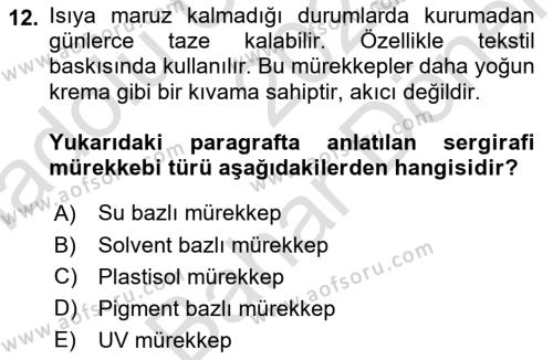 Dijital Grafik Üretim Ve Çoğaltım Teknikleri Dersi 2023 - 2024 Yılı (Final) Dönem Sonu Sınavı 12. Soru