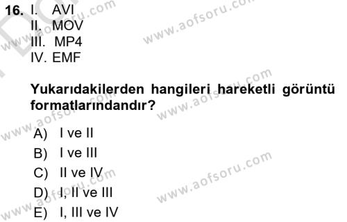 Dijital Grafik Üretim Ve Çoğaltım Teknikleri Dersi 2023 - 2024 Yılı (Final) Dönem Sonu Sınavı 16. Soru