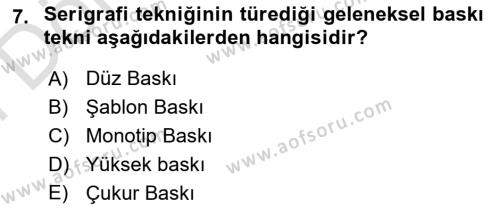 Dijital Grafik Üretim Ve Çoğaltım Teknikleri Dersi 2023 - 2024 Yılı (Final) Dönem Sonu Sınavı 7. Soru