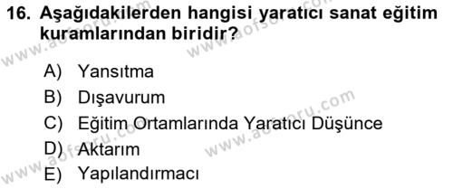 Görsel Tasarımda Yaratıcı Düşünme Teknikleri Dersi 2022 - 2023 Yılı (Vize) Ara Sınavı 16. Soru