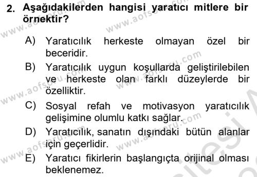 Görsel Tasarımda Yaratıcı Düşünme Teknikleri Dersi 2022 - 2023 Yılı (Vize) Ara Sınavı 2. Soru