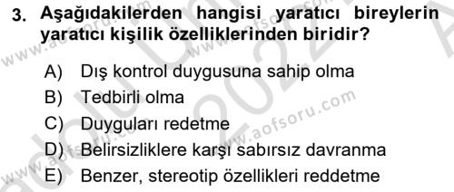 Görsel Tasarımda Yaratıcı Düşünme Teknikleri Dersi 2022 - 2023 Yılı (Vize) Ara Sınavı 3. Soru