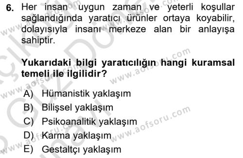 Görsel Tasarımda Yaratıcı Düşünme Teknikleri Dersi 2022 - 2023 Yılı (Vize) Ara Sınavı 6. Soru