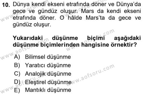 Görsel Tasarımda Yaratıcı Düşünme Teknikleri Dersi 2022 - 2023 Yılı (Final) Dönem Sonu Sınavı 10. Soru