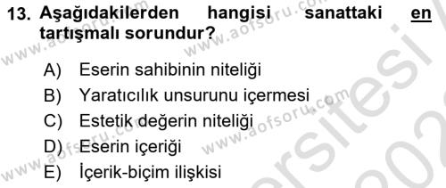 Görsel Tasarımda Yaratıcı Düşünme Teknikleri Dersi 2022 - 2023 Yılı (Final) Dönem Sonu Sınavı 13. Soru