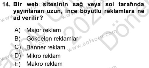 Görsel Tasarımda Yaratıcı Düşünme Teknikleri Dersi 2022 - 2023 Yılı (Final) Dönem Sonu Sınavı 14. Soru