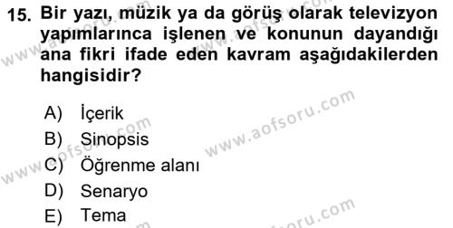 Görsel Tasarımda Yaratıcı Düşünme Teknikleri Dersi 2022 - 2023 Yılı (Final) Dönem Sonu Sınavı 15. Soru