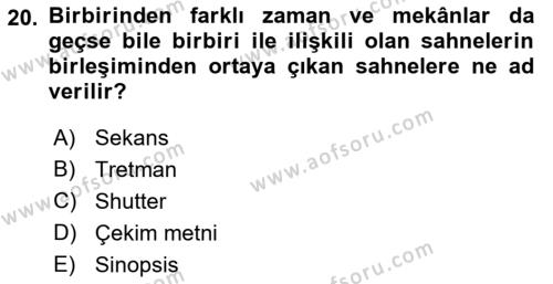 Görsel Tasarımda Yaratıcı Düşünme Teknikleri Dersi 2022 - 2023 Yılı (Final) Dönem Sonu Sınavı 20. Soru