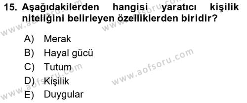 Görsel Tasarımda Yaratıcı Düşünme Teknikleri Dersi 2022 - 2023 Yılı Yaz Okulu Sınavı 15. Soru