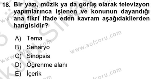 Görsel Tasarımda Yaratıcı Düşünme Teknikleri Dersi 2022 - 2023 Yılı Yaz Okulu Sınavı 18. Soru