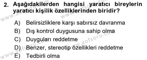 Görsel Tasarımda Yaratıcı Düşünme Teknikleri Dersi 2022 - 2023 Yılı Yaz Okulu Sınavı 2. Soru