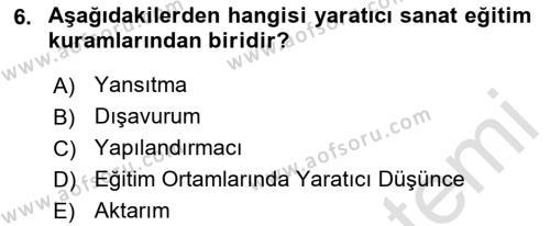 Görsel Tasarımda Yaratıcı Düşünme Teknikleri Dersi 2022 - 2023 Yılı Yaz Okulu Sınavı 6. Soru