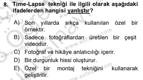 Görsel Tasarımda Yaratıcı Düşünme Teknikleri Dersi 2022 - 2023 Yılı Yaz Okulu Sınavı 8. Soru