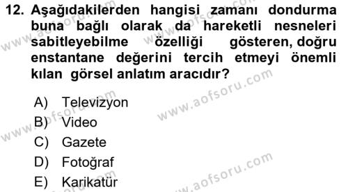 Görsel Tasarımda Yaratıcı Düşünme Teknikleri Dersi 2023 - 2024 Yılı (Final) Dönem Sonu Sınavı 12. Soru