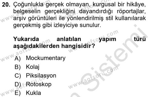 Görsel Tasarımda Yaratıcı Düşünme Teknikleri Dersi 2023 - 2024 Yılı (Final) Dönem Sonu Sınavı 20. Soru