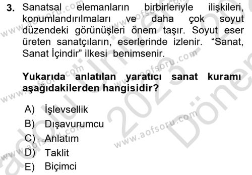 Görsel Tasarımda Yaratıcı Düşünme Teknikleri Dersi 2023 - 2024 Yılı (Final) Dönem Sonu Sınavı 3. Soru