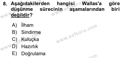 Görsel Tasarımda Yaratıcı Düşünme Teknikleri Dersi 2023 - 2024 Yılı (Final) Dönem Sonu Sınavı 8. Soru