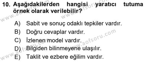 Görsel Tasarımda Yaratıcı Düşünme Teknikleri Dersi 2024 - 2025 Yılı (Vize) Ara Sınavı 10. Soru