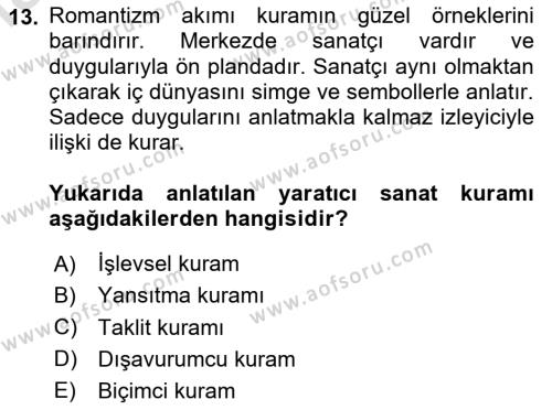 Görsel Tasarımda Yaratıcı Düşünme Teknikleri Dersi 2024 - 2025 Yılı (Vize) Ara Sınavı 13. Soru