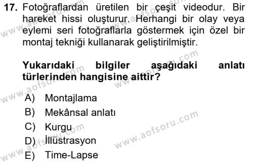 Görsel Tasarımda Yaratıcı Düşünme Teknikleri Dersi 2024 - 2025 Yılı (Vize) Ara Sınavı 17. Soru