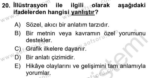 Görsel Tasarımda Yaratıcı Düşünme Teknikleri Dersi 2024 - 2025 Yılı (Vize) Ara Sınavı 20. Soru