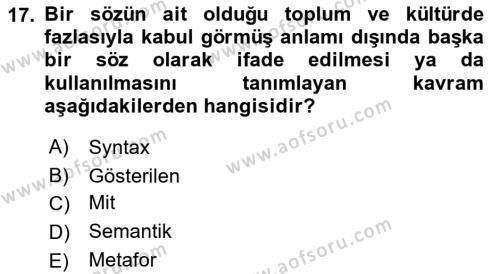 Dijital Görüntüleme İşleme Yöntemleri Dersi 2022 - 2023 Yılı Yaz Okulu Sınavı 17. Soru