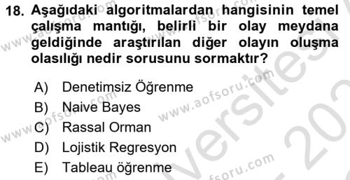 Dijital Görüntüleme İşleme Yöntemleri Dersi 2022 - 2023 Yılı Yaz Okulu Sınavı 18. Soru