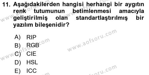 Dijital Görüntüleme İşleme Yöntemleri Dersi 2023 - 2024 Yılı (Vize) Ara Sınavı 11. Soru