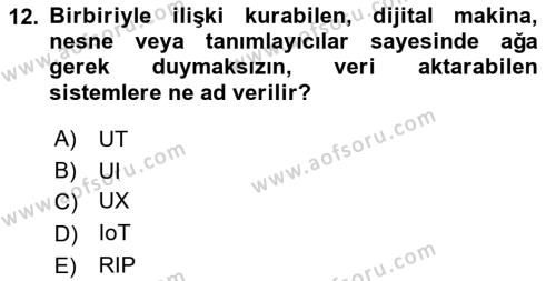 Dijital Görüntüleme İşleme Yöntemleri Dersi 2023 - 2024 Yılı (Vize) Ara Sınavı 12. Soru