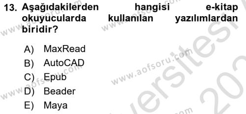 Dijital Görüntüleme İşleme Yöntemleri Dersi 2023 - 2024 Yılı (Vize) Ara Sınavı 13. Soru