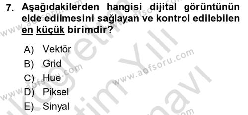 Dijital Görüntüleme İşleme Yöntemleri Dersi 2023 - 2024 Yılı (Vize) Ara Sınavı 7. Soru