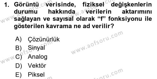 Dijital Görüntüleme İşleme Yöntemleri Dersi 2023 - 2024 Yılı (Final) Dönem Sonu Sınavı 1. Soru