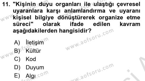 Görsel İletişim Ve Kuramları Dersi 2023 - 2024 Yılı (Vize) Ara Sınavı 11. Soru