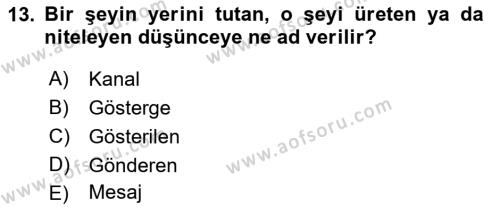 Görsel İletişim Ve Kuramları Dersi 2023 - 2024 Yılı (Vize) Ara Sınavı 13. Soru