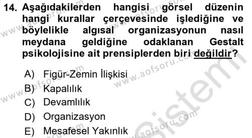 Görsel İletişim Ve Kuramları Dersi 2023 - 2024 Yılı (Vize) Ara Sınavı 14. Soru