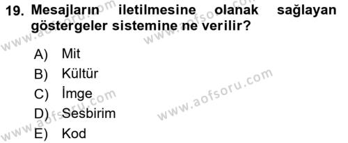 Görsel İletişim Ve Kuramları Dersi 2023 - 2024 Yılı (Vize) Ara Sınavı 19. Soru