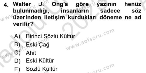 Görsel İletişim Ve Kuramları Dersi 2023 - 2024 Yılı (Vize) Ara Sınavı 4. Soru