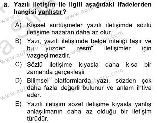 Görsel İletişim Ve Kuramları Dersi 2023 - 2024 Yılı (Vize) Ara Sınavı 8. Soru