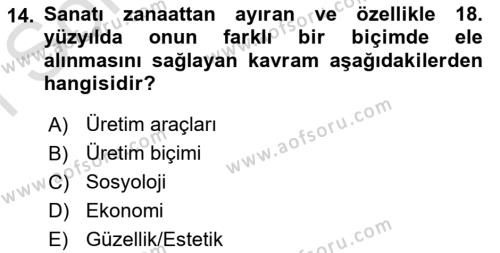 Görsel İletişim Ve Kuramları Dersi 2023 - 2024 Yılı (Final) Dönem Sonu Sınavı 14. Soru