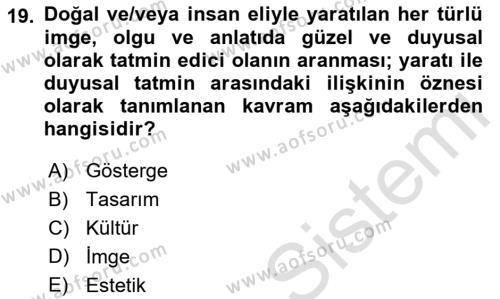 Görsel İletişim Ve Kuramları Dersi 2023 - 2024 Yılı (Final) Dönem Sonu Sınavı 19. Soru