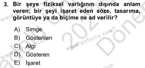 Görsel İletişim Ve Kuramları Dersi 2023 - 2024 Yılı (Final) Dönem Sonu Sınavı 3. Soru