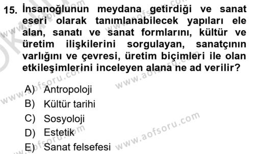 Görsel İletişim Ve Kuramları Dersi 2023 - 2024 Yılı Yaz Okulu Sınavı 15. Soru