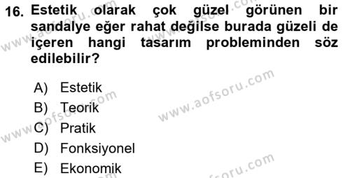 Görsel İletişim Ve Kuramları Dersi 2023 - 2024 Yılı Yaz Okulu Sınavı 16. Soru