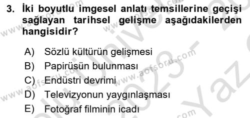 Görsel İletişim Ve Kuramları Dersi 2023 - 2024 Yılı Yaz Okulu Sınavı 3. Soru