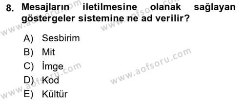 Görsel İletişim Ve Kuramları Dersi 2023 - 2024 Yılı Yaz Okulu Sınavı 8. Soru