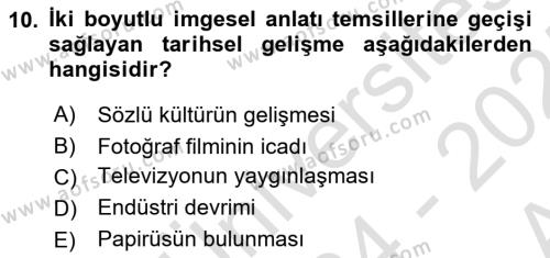 Görsel İletişim Ve Kuramları Dersi 2024 - 2025 Yılı (Vize) Ara Sınavı 10. Soru