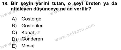 Görsel İletişim Ve Kuramları Dersi 2024 - 2025 Yılı (Vize) Ara Sınavı 18. Soru