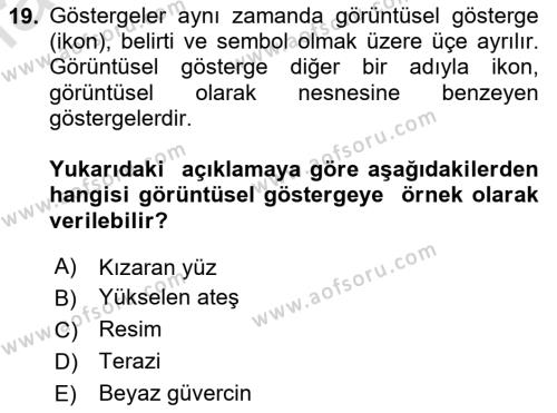 Görsel İletişim Ve Kuramları Dersi 2024 - 2025 Yılı (Vize) Ara Sınavı 19. Soru