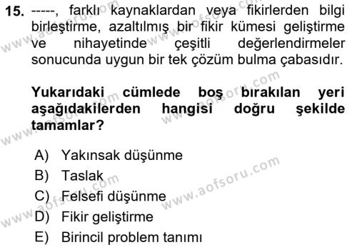 Kurumsal Kimlik Tasarımı Dersi 2023 - 2024 Yılı (Vize) Ara Sınavı 15. Soru